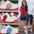 2024 Thick-Soled Rhinestone White Women's Sports Shoes